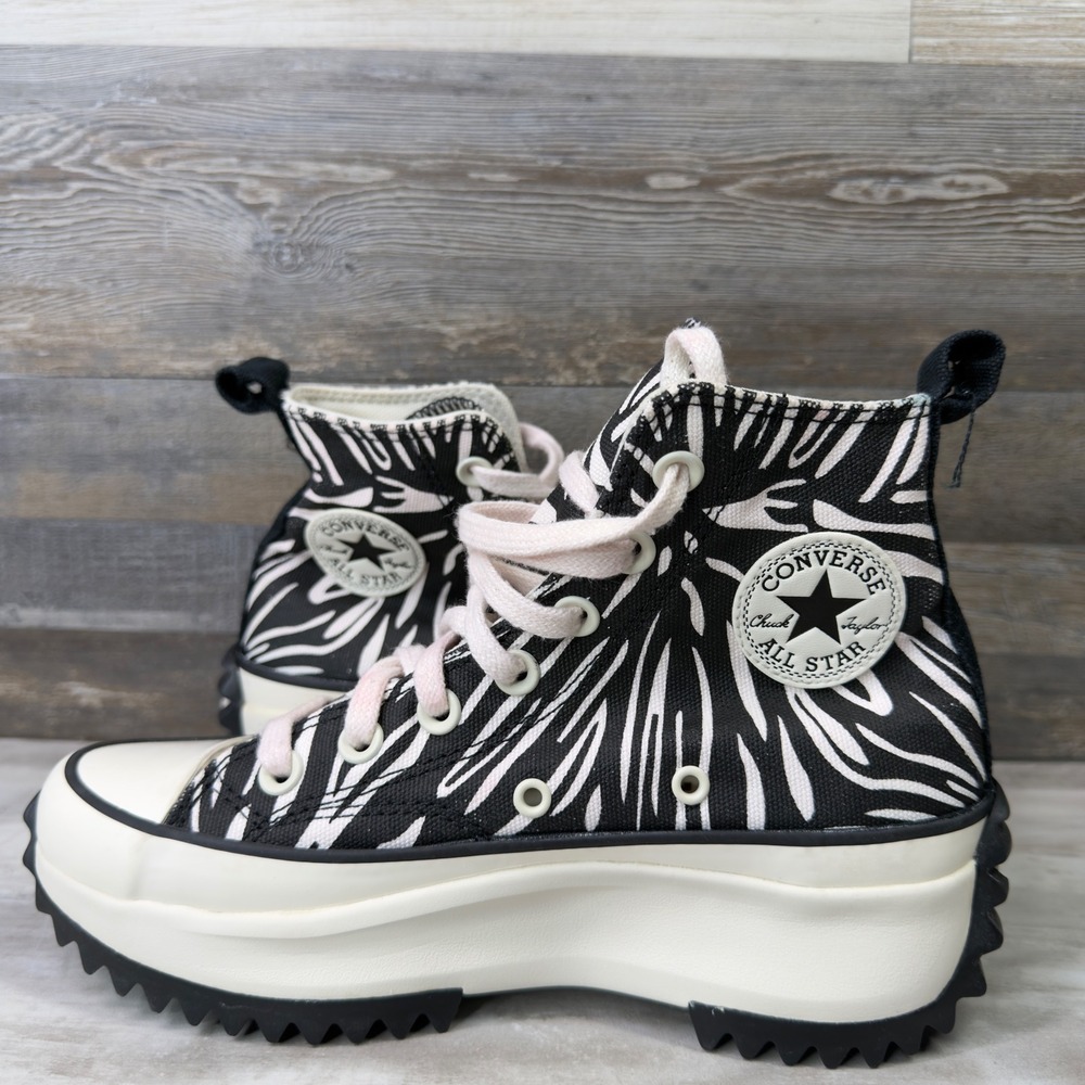 Converse Run Star Hike Women Size 5.5 Sneakers Zebra Print Platform Black White - Picture 3 of 12